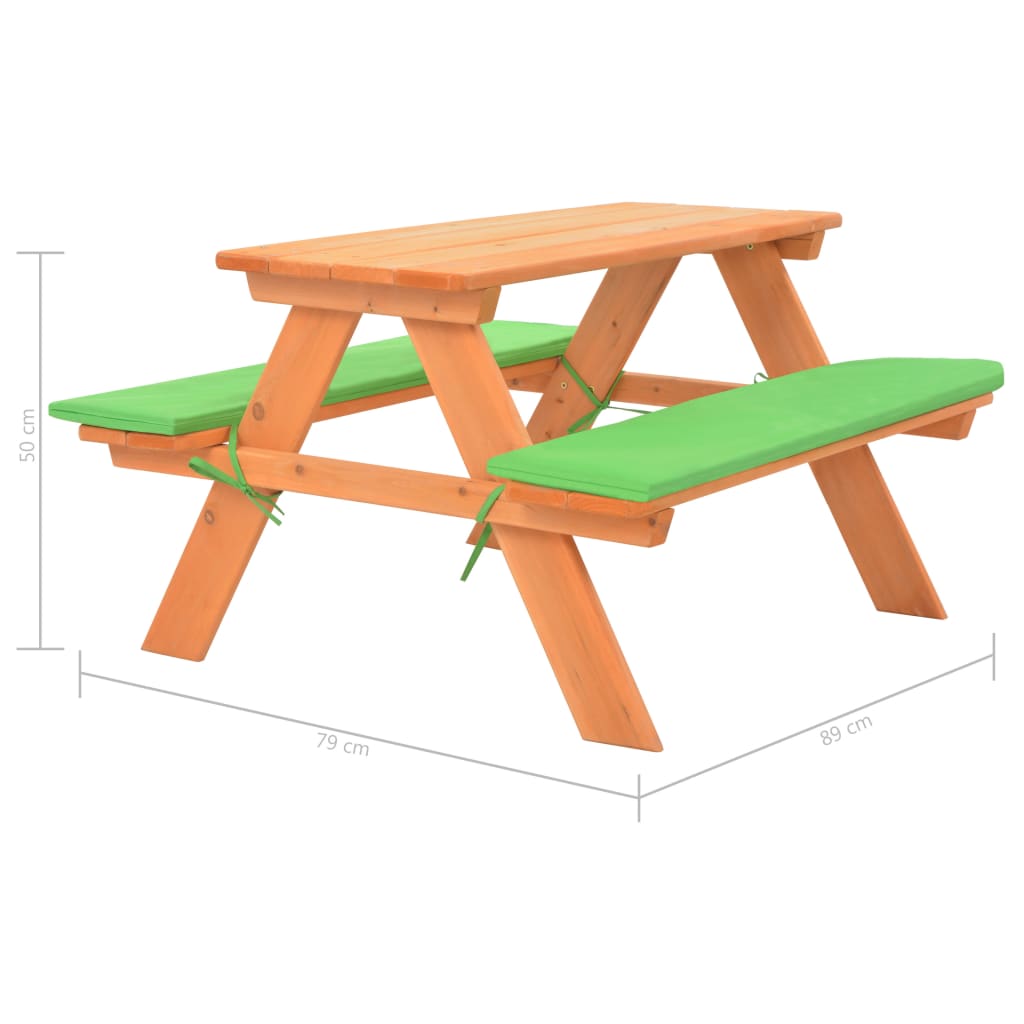 Kids Picnic Table with Benches 89*79*50 Cm Solid Pine Wood
