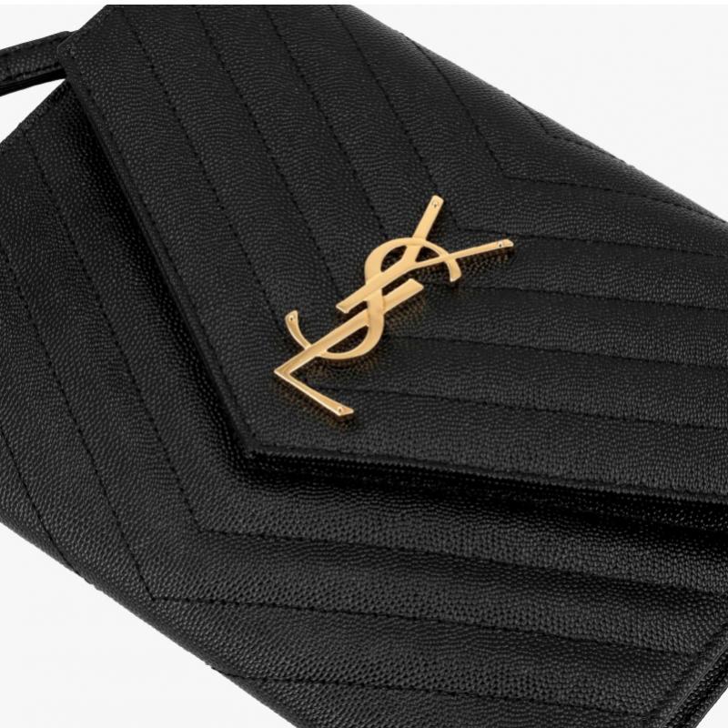 Saint Laurent Cassandra Monogram Matelassé Steppung Gold Clutch Tasche Bow01 1000