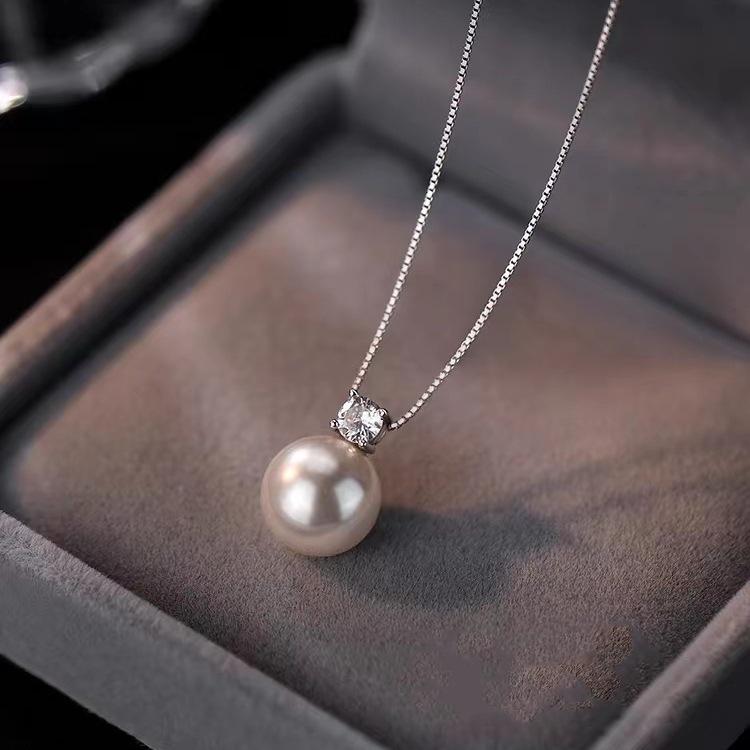 Elegant Women s S925 Sterling Silver Shell Pearl Necklace Pendant 925 Silver