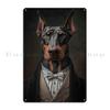 Classy Doberman Pinscher Dog Watercolour Digital Portrait Metal Plaque Garage Character Classic Poster Bar Tin Sign Poster