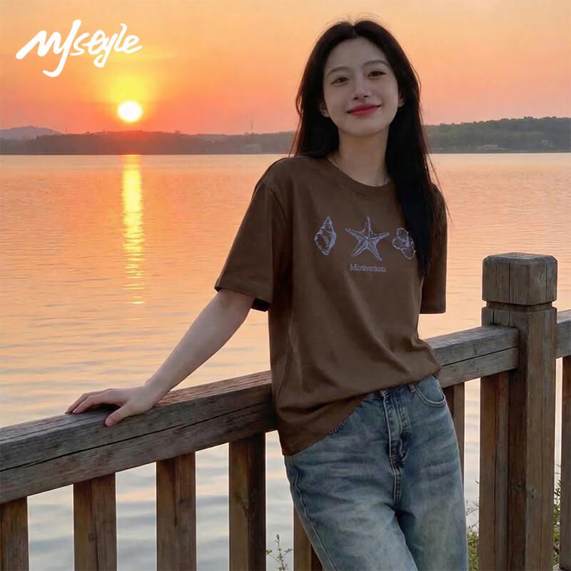 MJ STYLE Women's Starfish Graffiti Short Sleeve T-Shirt