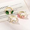 Personalized Geometric Open Ring Women'S Copper Micro Inlaid Color Zircon Niche Simple Fashion Ring