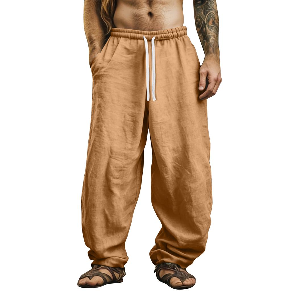 Men's Color Cotton Linen Trousers Men's Casual Fashionable Cotton Linen Trousers