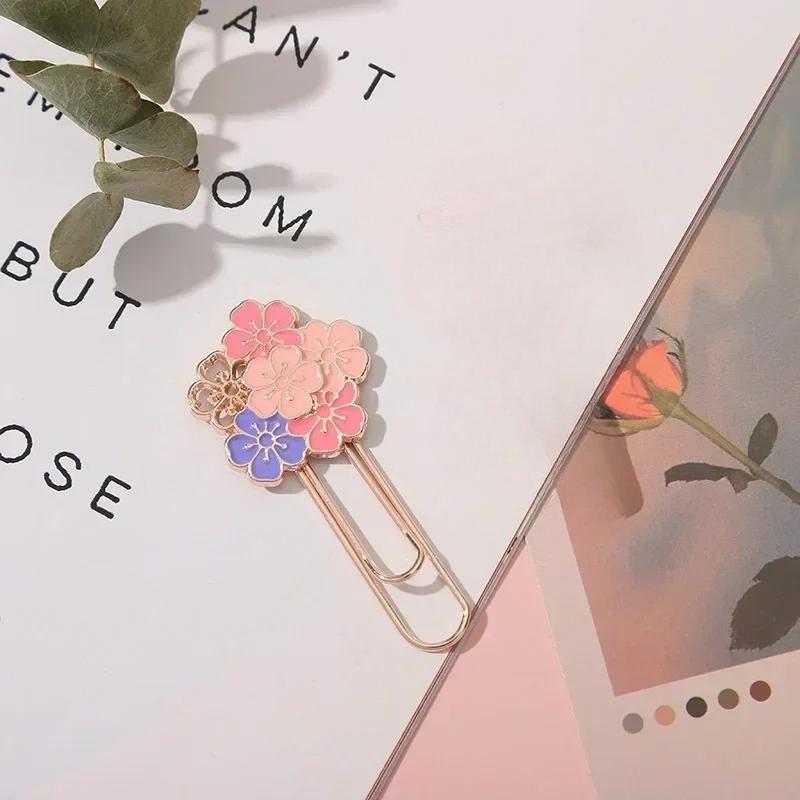 1 Exquisite Pink Cherry Blossom Bookmark Paper Clip and Book Holder Student Bookmark Learning Stationery