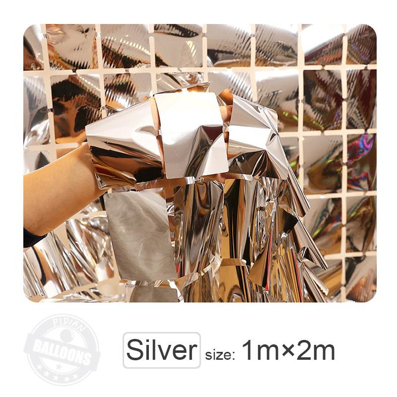 

Bright 1M×2M Square Rain Curtain Party Wedding Birthday Background Wall Decoration Parti Decor Gold Silver Green Rain Curtain