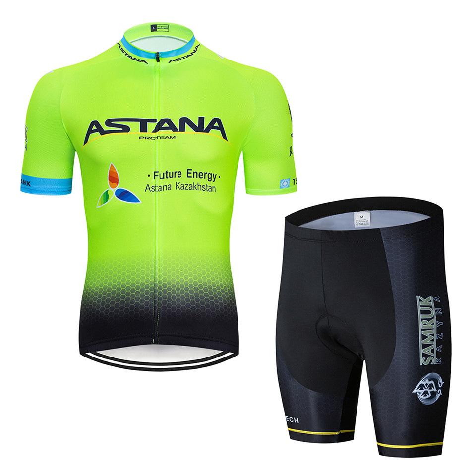 Tuta Estiva da Ciclismo Astana Set Manica Corta Astana Traspirante Sudore Attrezzatura per Tuta da Ciclismo