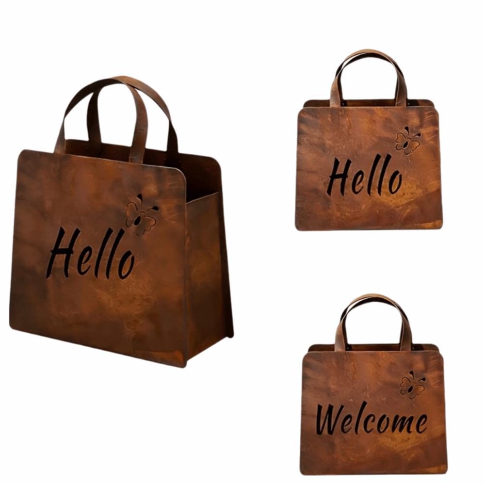 Rustic Wedding Signage Handbag Shaped Metal Hanging Planter Welcome Sign Farmhouse Decor
