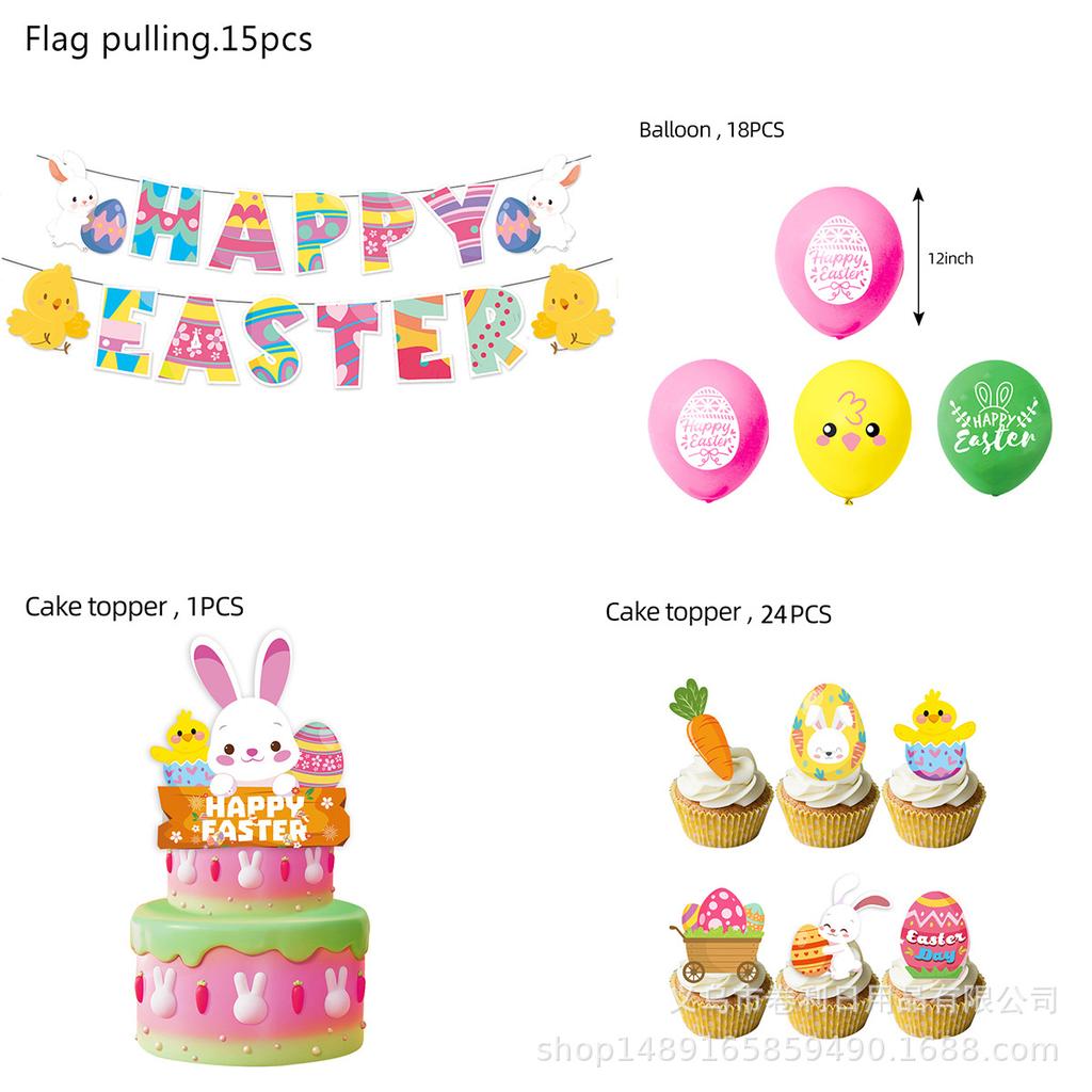 Easter Bunny Theme Party Supplies Easter Decoration Easter Party Banners Disposable Cutlery Arrangement