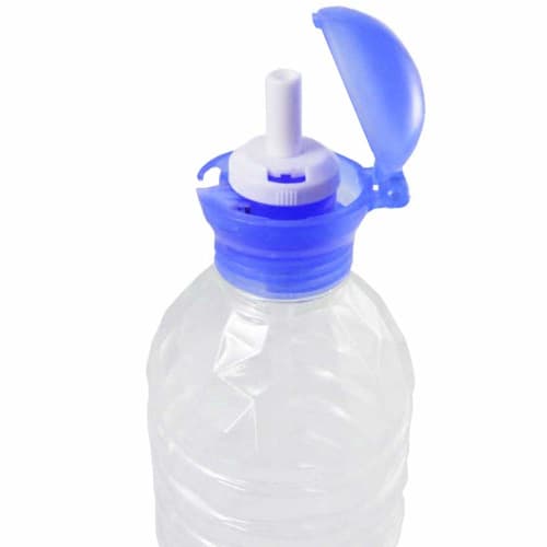 Skater Push-Button Plastic Bottle with Straw Cap, 350ml/500ml, Sky Blue, PSHC3