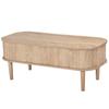 1000 Mm Lift Top Coffee Table, Fluted Oval Coffee Table with 3 Hidden Compartment, Mid Century Wooden Oval Center Desk with Storage, Lift Up Tabletop