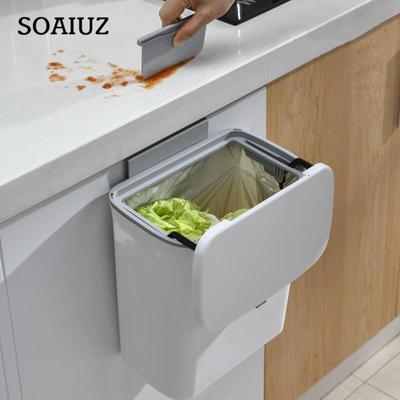 7/9L Kitchen Cabinet Door Hanging Trash Can with Lid Wall Mounted Waste Bin Garbage Basket Car Toilet Rubbish Storage Bucket