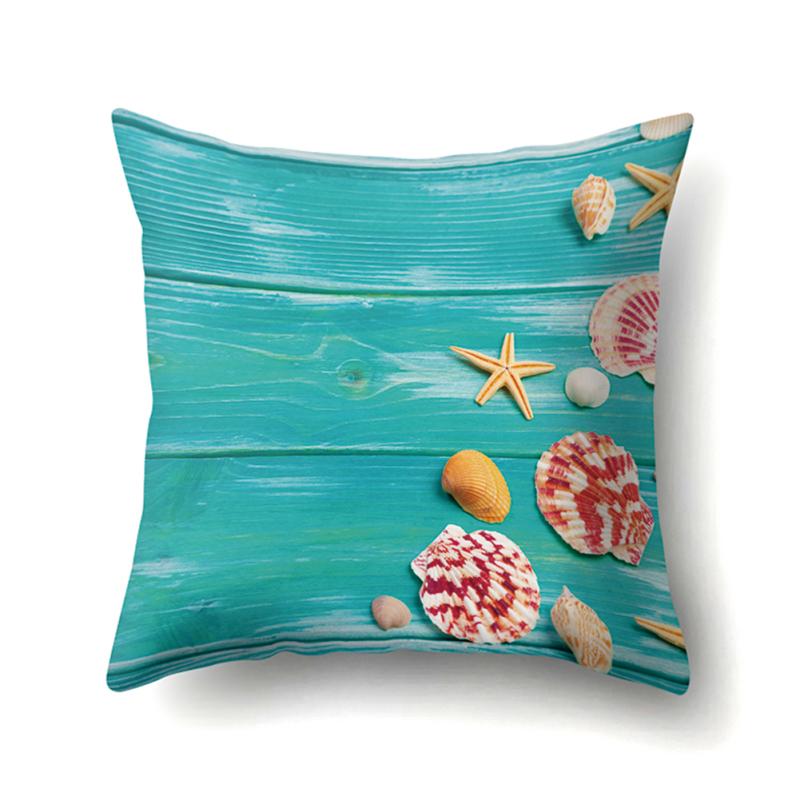 45*45cm Beach Vacation Style Sea Shell Deck Pillowcase Sofa Office Home Decor