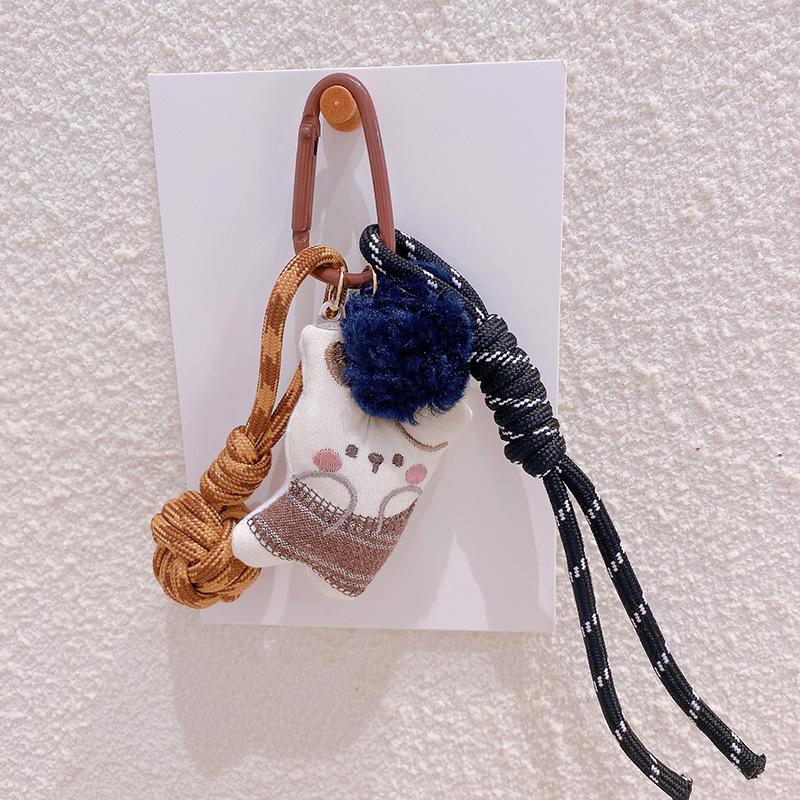 Kawaii Plush Charm Keychain Set, Cute Animal & Mushroom Bag Charms with Braided Straps,Plush Animal Keychain, Cute Fabric Charm