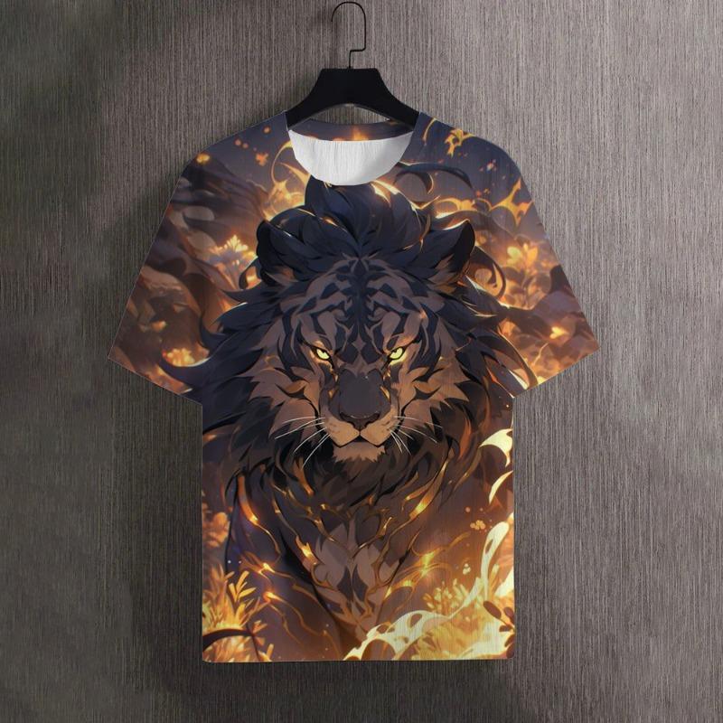 Men's T-Shirts Summer Animal Tiger Pattern 3D Print Tops Tees Women Streetwear Fashion Oversized T Shirt Men Clothing