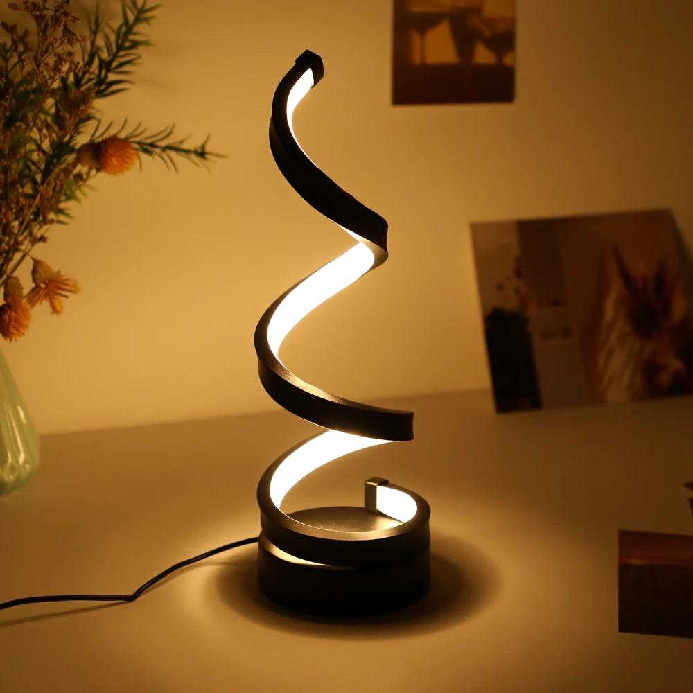 1Pcs Hot Sales Table Room,Modern Spiral Dimmable LED Table Lamp, Small Bedside Lamps, Nightstand Lamp for Bedroom Office Home