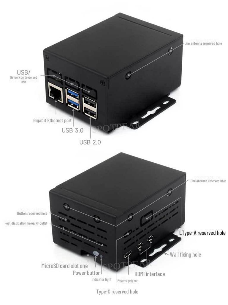 Industrial-Grade Metal Raspberry Pi 5 Case for Official Heat Sink, PCIe, PoE, and Modules