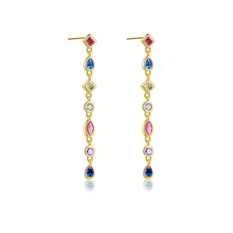 

925 Silver Colored Zircon Round Cubic Zirconia Stone Drop Earrings Women Shape Earring Classic Sparkling Earring