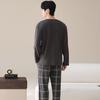 Men's 100% Cotton Long Sleeve & Pants Pajama Set - Korean Style Casual Homewear for Indoor/Outdoor Use