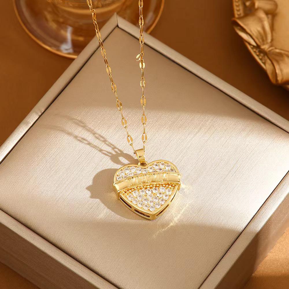 Exquisite Micro-Inlaid Full Diamond Real Gold Titanium Steel Necklace - Women's Luxury Clavicle Chain