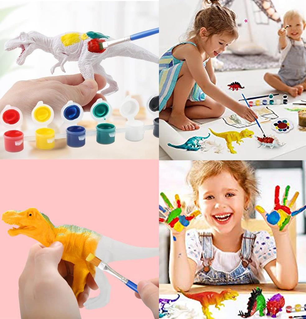 6/8Pcs Unpainted Diy Dinosaur Paint Kit 3D Blank Dinosaur Figures Craft Painting Set Montessori Educational Creative Graffiti