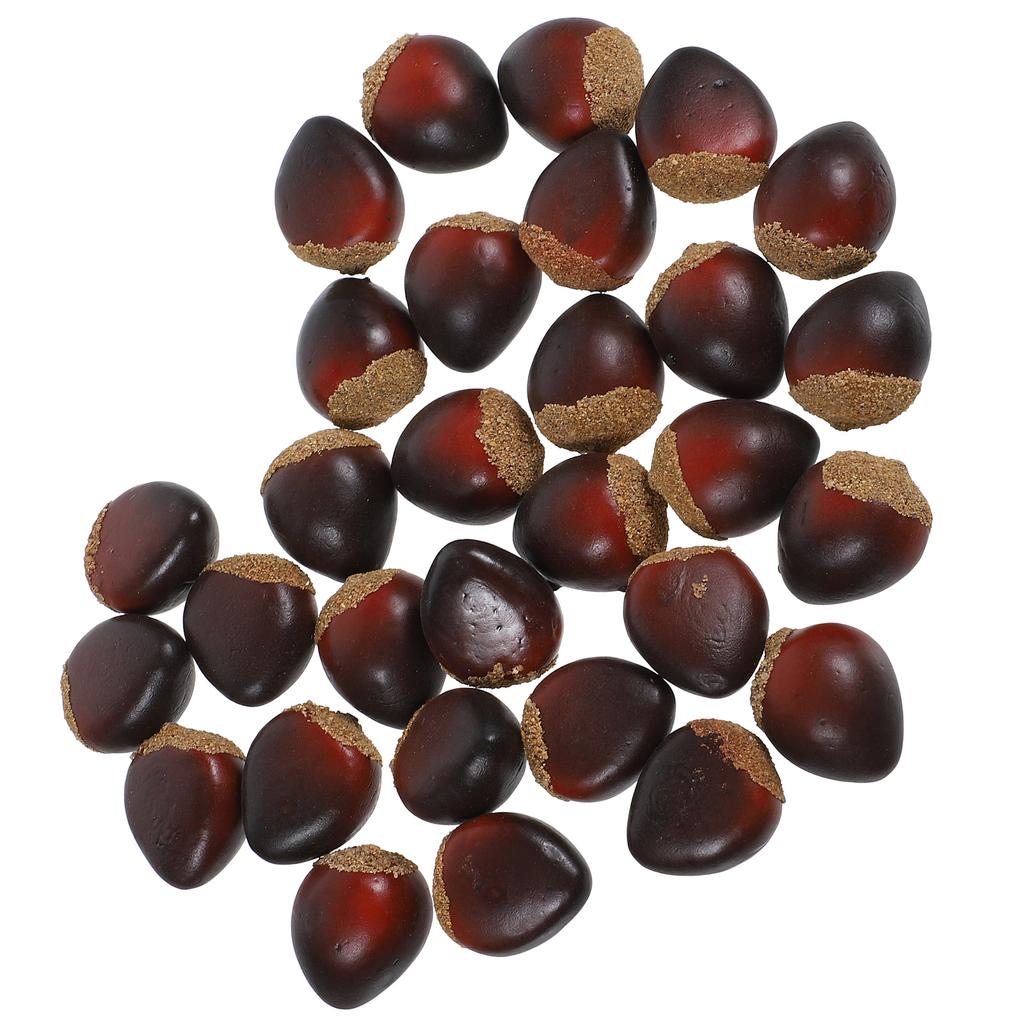 30 Pcs Foam Chestnut Artificial Nuts Decorations Fake Food Prop Nut Model Display Easy Clean Lightweight Portable
