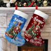 Santa Claus Snowflake Plaid Large Christmas Stocking with Hanging Rope
