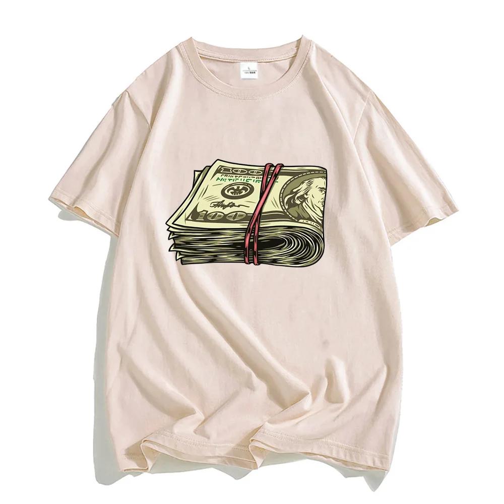Tshirts Short Sleeve Summer Shirt Graphic Print Money Hundred Dollar Teeshirt Casual Comfortable