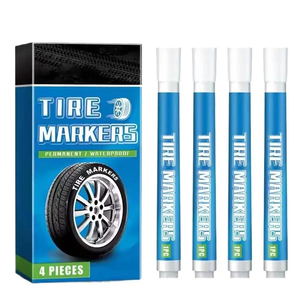 4 шт. Белая краска-маркер Водонепроницаемая для шин автомобиля На основе масла Аксессуары Быстросохнущая и стойкая краска-маркер Автомобиль L9G3
