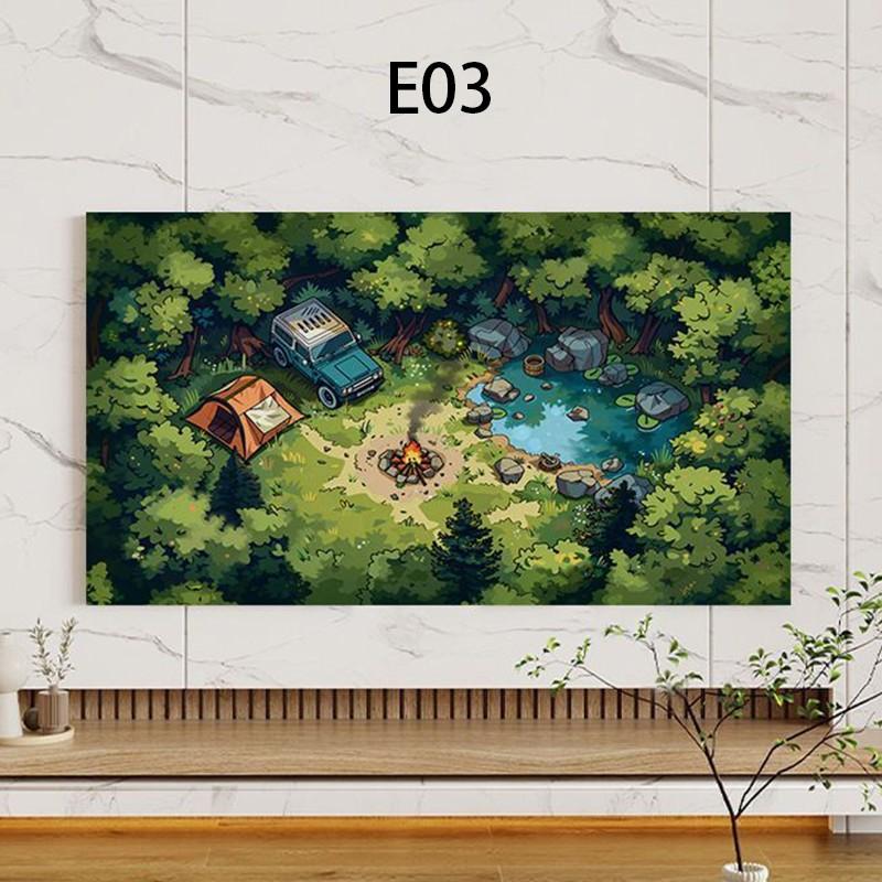 150x90cm Stoff TV Staubschutzhülle Landschaft Gedruckt Haushalts-LCD-Monitor Überzug Staubdicht Sonnenschutz TV Staubtuch