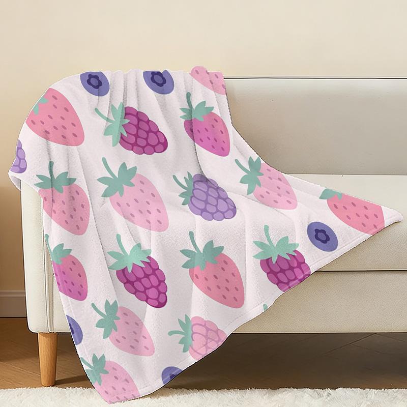 Lightweight Fruit Series Flannel Throw Soft Plush Warm, Ideal for Home, Window Sill Decor, Halloween & Christmas, Comfy for Better Sleep