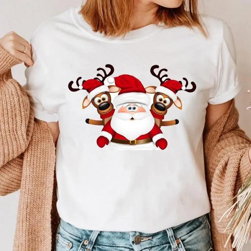 1PC Christmas Snowman Tshirt New Year Christmas Tree Tshirt 2025 Printed Tshirt Womens Shirt Clothing Tshirt
