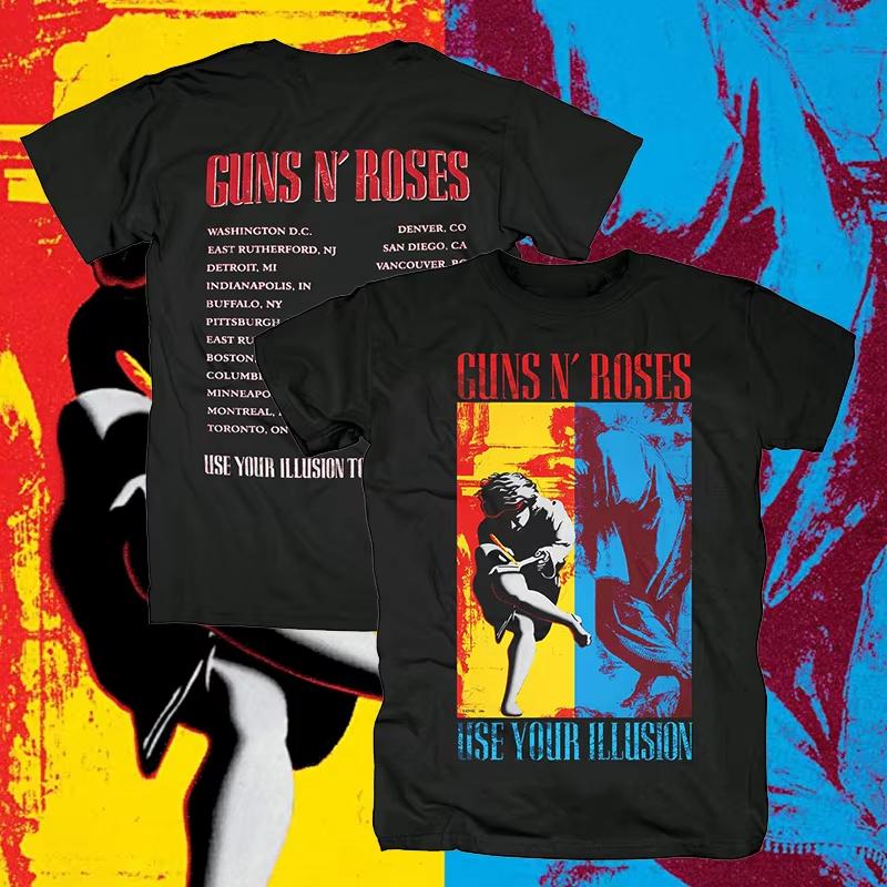 

Guns N Roses Hard Rock Print Short Sleeve Men s Cotton Plus Size T-shirt High-end Luxury Is for Both Men and Women Top Y2k L