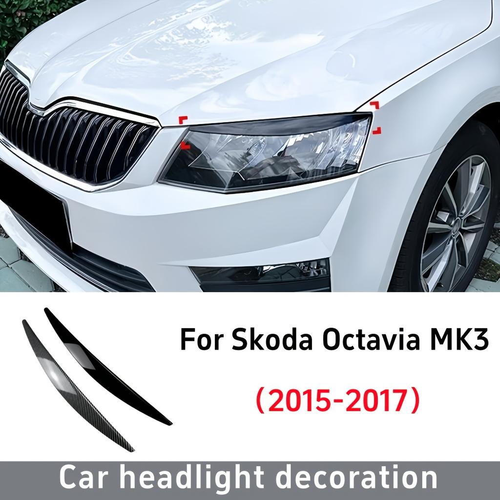 Voor Skoda Octavia MK3 2015-2017 Koolstof Koplamp Lamp Ooglid Wenkbrauwen Cover Trim Koplamp Trim Auto Accessoire Koplamp Cover