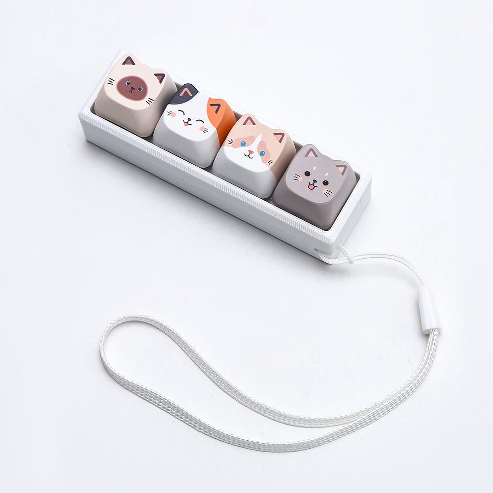 Cat Shape Keycap Fidget Keychain Lightweight Finger Press Toy Keyring Sensory Toy