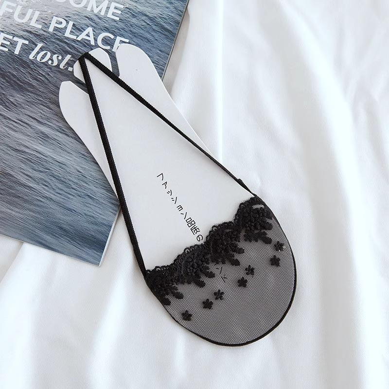 

Женские нескользящие кружевные носки-лодочки - Летние тонкие невидимые сандалии на высоком каблуке, дизайн с полупальцем