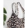 Sexy Leopard Print One-Piece Swimsuit Single Shoulder Women's Exposed Back Drawstring Bikini Sensual Poolwear Beach
