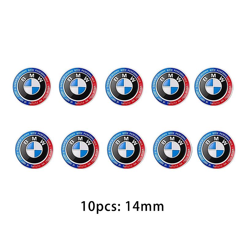 BBKP7 11mm 14mm 5/10pcs Car Remote Key Emblem Sticker For BMW 50th Anniversary M Power I3 G08 F15 F16 G20 E34 F94 F95 G30 G11 G12 E36