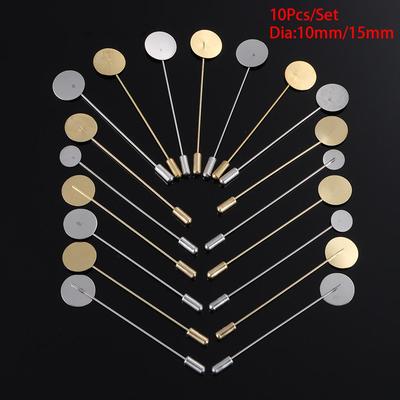 10pcs/set Fashion Diy Craft Jewelry Making Pin Brooches Accessories Cabochon Tray Cameo