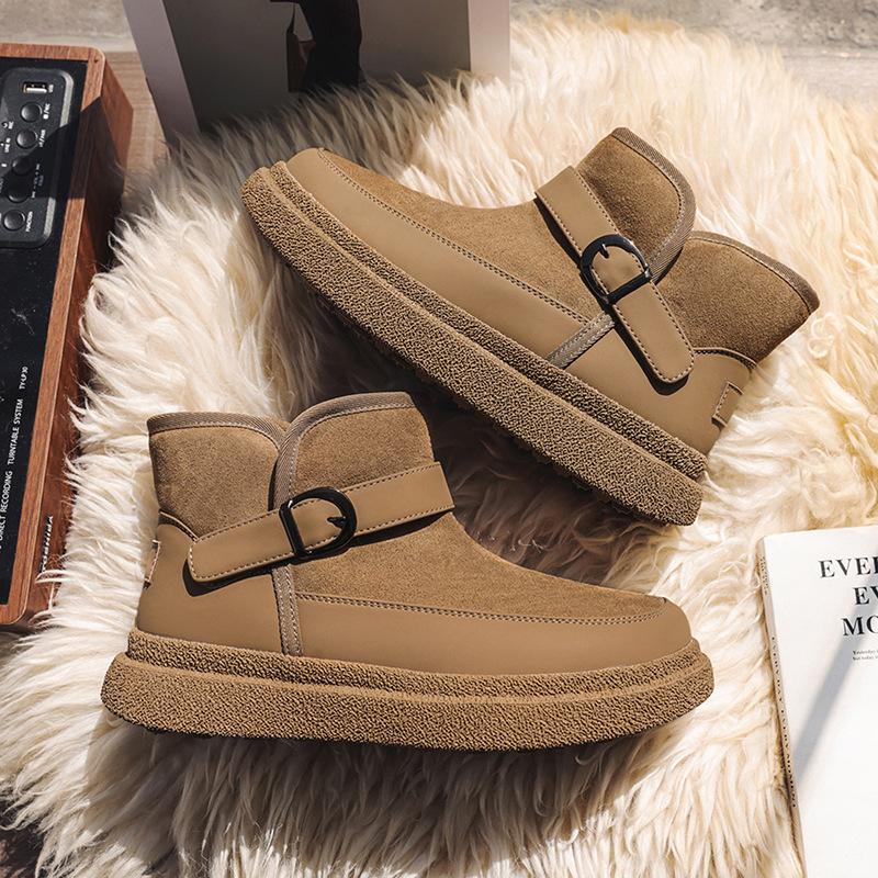 Snow boots thick-soled heightening plush and cotton outdoor Martin boots cotton shoes 38 коричневый