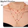 Qiong Yao Double Layer Garnet Jewelry Set: Necklace, Bracelet, Asymmetrical Earrings
