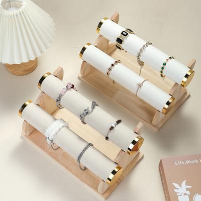 Wooden Bracelet Holder Multi-Level Wrist Jewelry Organizer Prevent Scratches Detachable Bracelet Stand for Bracelets Bangles Watches Display Storage