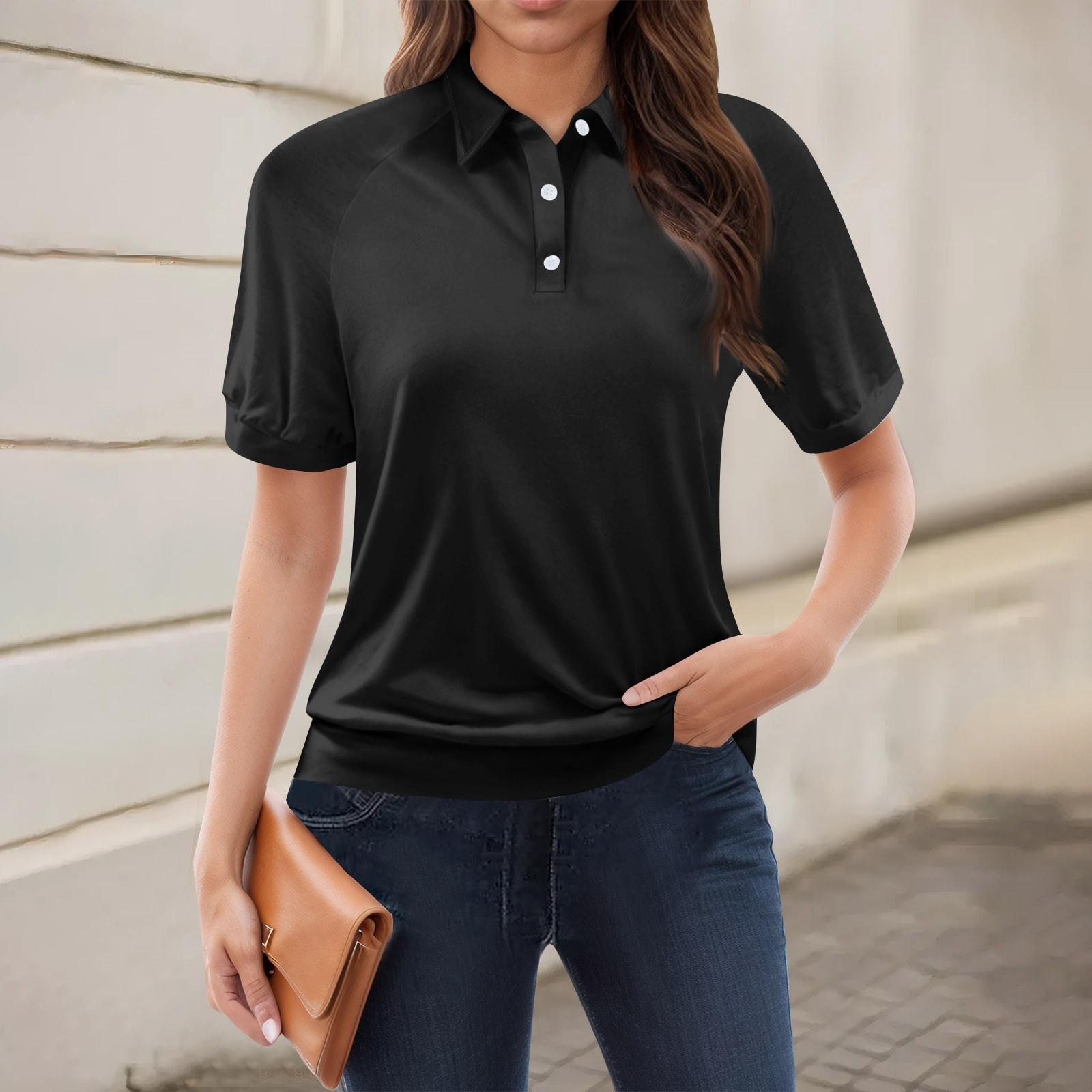 

Женская повседневная футболка с v-образным вырезом и коротким рукавом с цветочным принтом и декоративными пуговицами, топ XXL чёрный