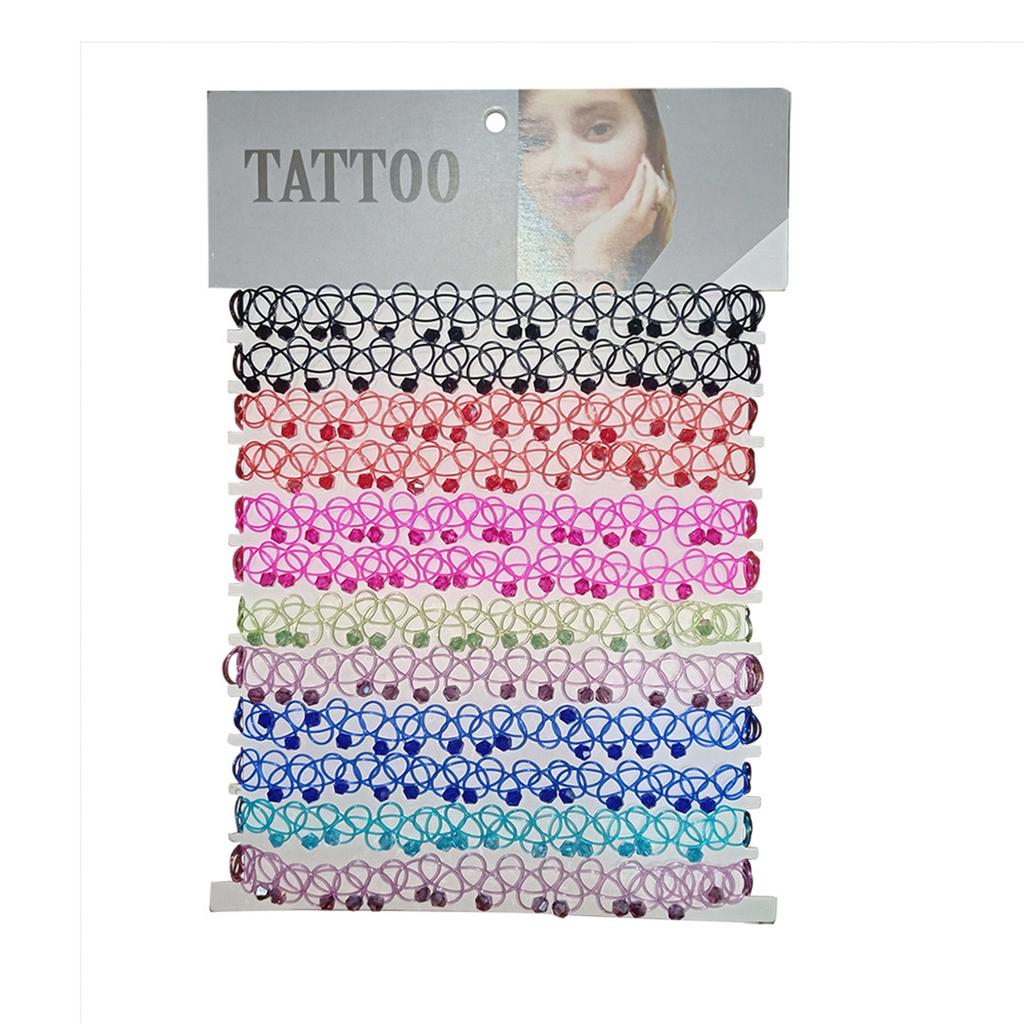 12pcs Hot Sale Vintage Chokers Necklaces For Women Stretch Tattoo Necklaces Elastic Chocker Simple Trendy Girls Short Pendant