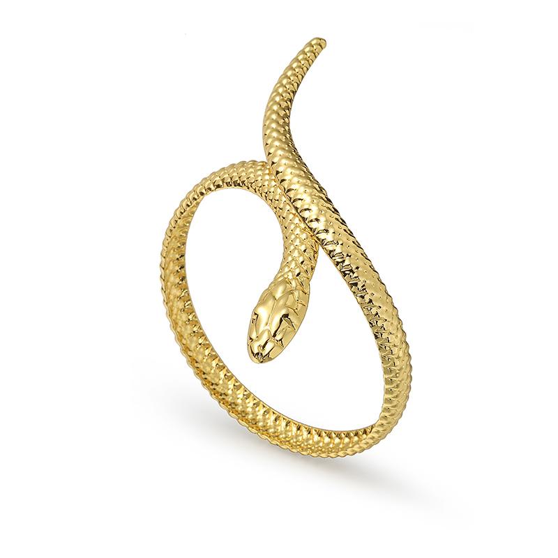 HECHENG,18K Golden Plated Copper Snake Bangle Simple Vintage Gold Adjustable Punk Style Unisex Jewellery Bracelet 1 Pcs