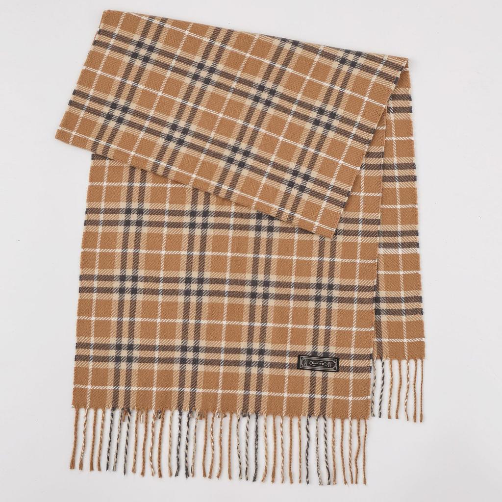 Winter new versatile plaid scarf women's color matching warm fringed scarf checkerboard high-end imitation cashmere scarf