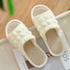 Four seasons linen slippers women's puffs summer cute home indoor non-slip silent sweat-absorbing spring and autumn cotton and linen sandals women