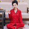 Festive Red Pure Cotton Long-Sleeve Pajama Set for Middle-Aged & Elderly Women (2026)