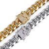New Hip Hop Bracelet Gold Silver Color Cubic Zirconia  Stone Buckle 12mm Width Cuban Chain Bracelets Charm Jewelry for Men Women