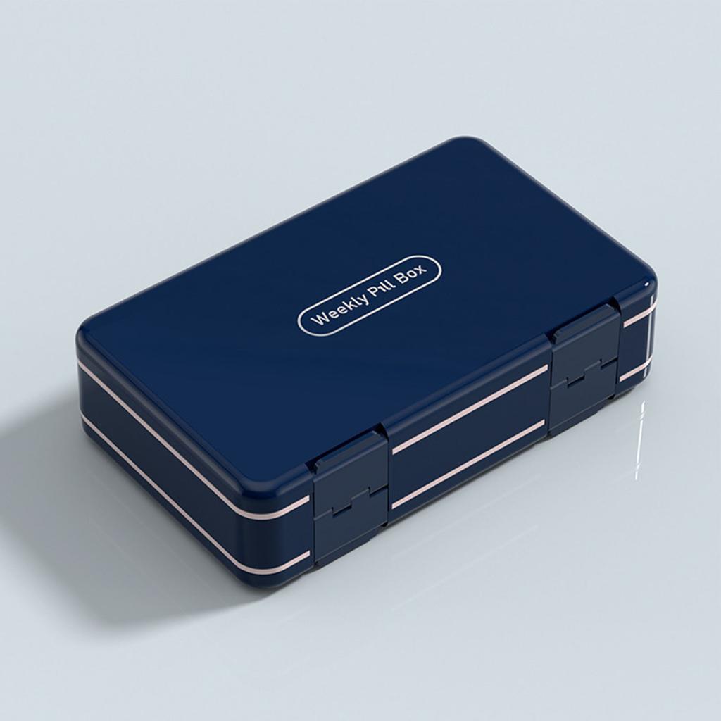 Weekly Medicine Organizer Plastic Large Capacity Portable 7 Day Medicine Case for Home Travel Blue