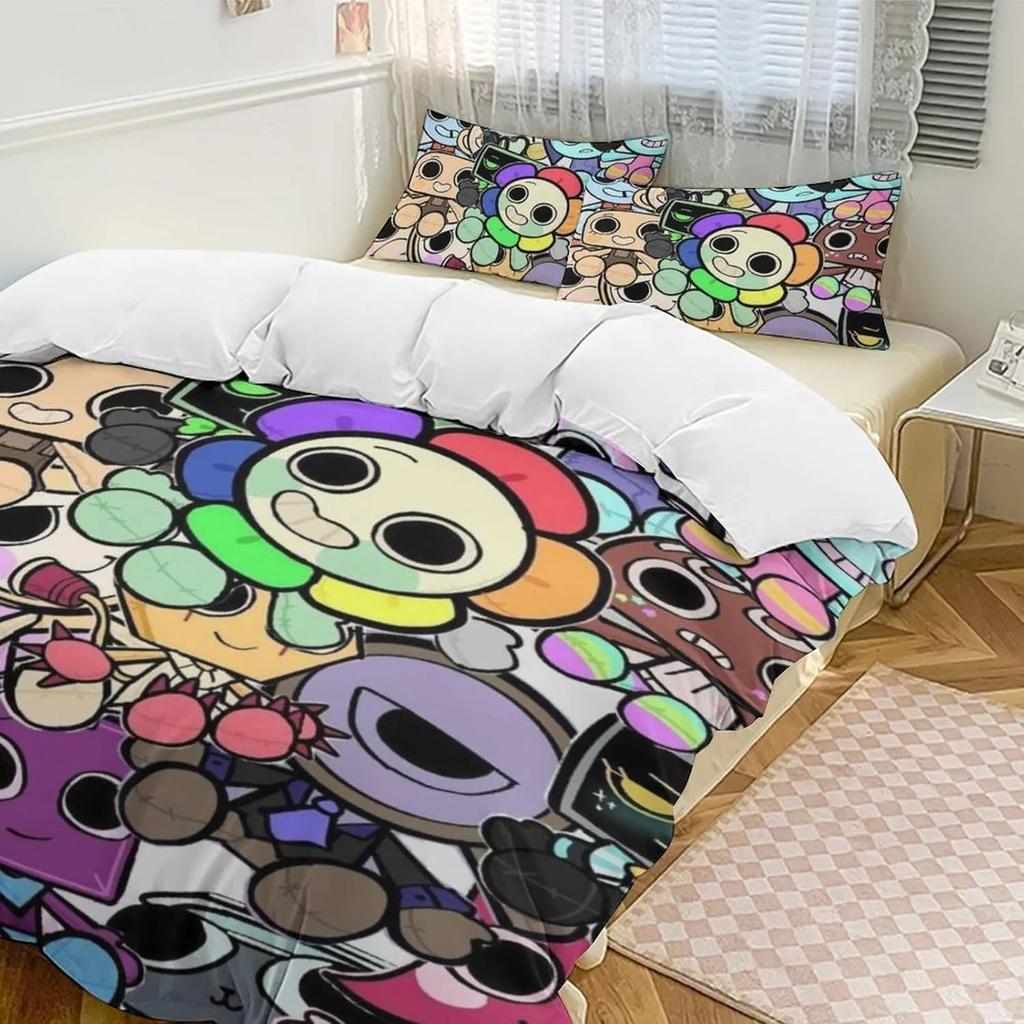 Hra D-Dandy's World Povlečení 3D Tištěná Sada Povlaku na Přikrývku s Povlaky na Polštáře Chlapec Dospívající Děti Narozeninový Dárek Měkké Roztomilé Ložní Prádlo